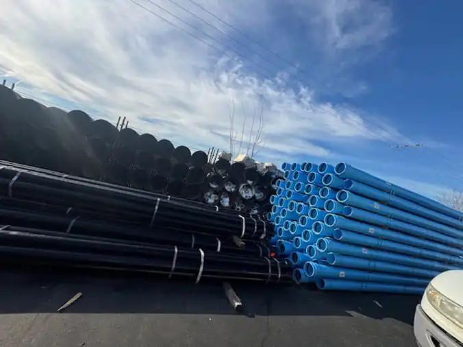 Exterior commercial plumbing pipes at Visalia Pipe & Supply